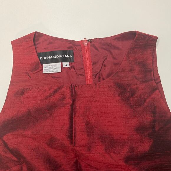 Donna Morgan Women's  Size 4 Raw Silk Red Sheath Dress - Picture 2 of 10